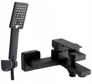 Nástenná jednopáková vaňová batéria Valvex ARS BLACK čierna + Reihe Cubic sprchový set